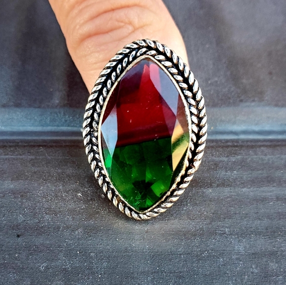 New Bi-Color Tourmaline 925 Silver Ring. - Picture 1 of 14